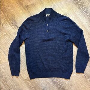 Joseph Abboud Wool Blend‎ Blue 1/4 Zip Long Sleeve Henley Sweater